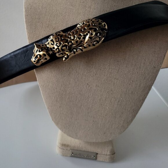 CHICO'S Black & Gold Leopard Stone Women's Belt (Size: S/M) - Picture 9 of 11